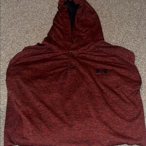 Under Armour Maroon and Black Heathered Hooded Pullover